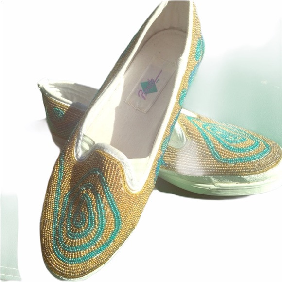 beaded slip on shoes